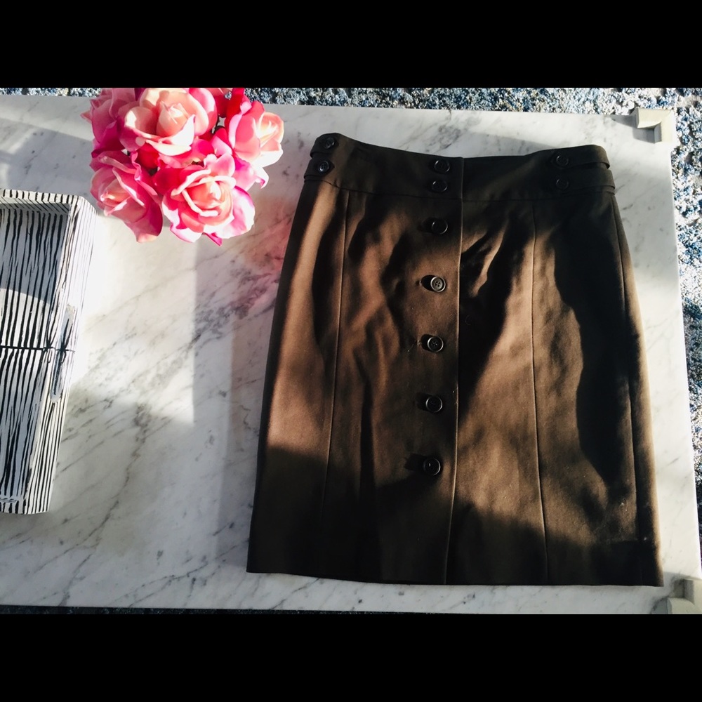 Loft Chocolate Brown Skirt with Buttons size 4P